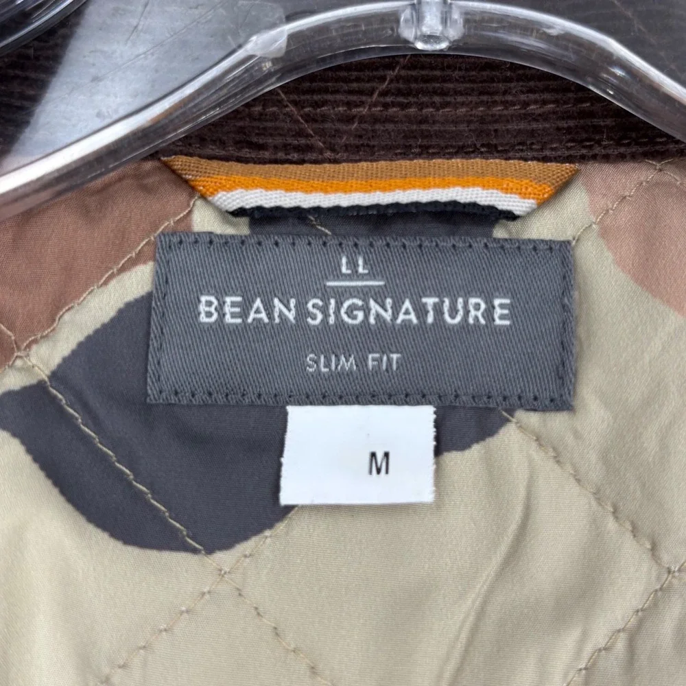 LL Bean Signature Slim Fit Chamois Jacket Geese Camo Quilted Lined Mens M 522077